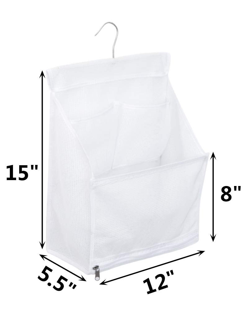 ALYER Hanging Mesh Bath Toy Organizer Bag,Large Shower Storage Caddy with Durable Hanger (White) - Image 2